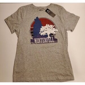 Game Of Thrones Gray T-Shirt Winterfell Graphic Direwolf Size Large NWT